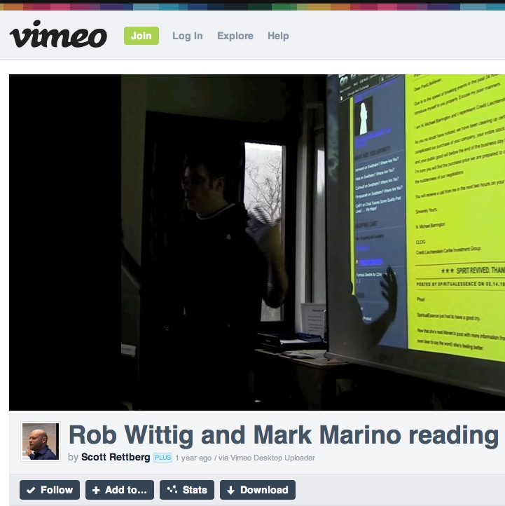 Rob and Mark Marino Reading at UiB